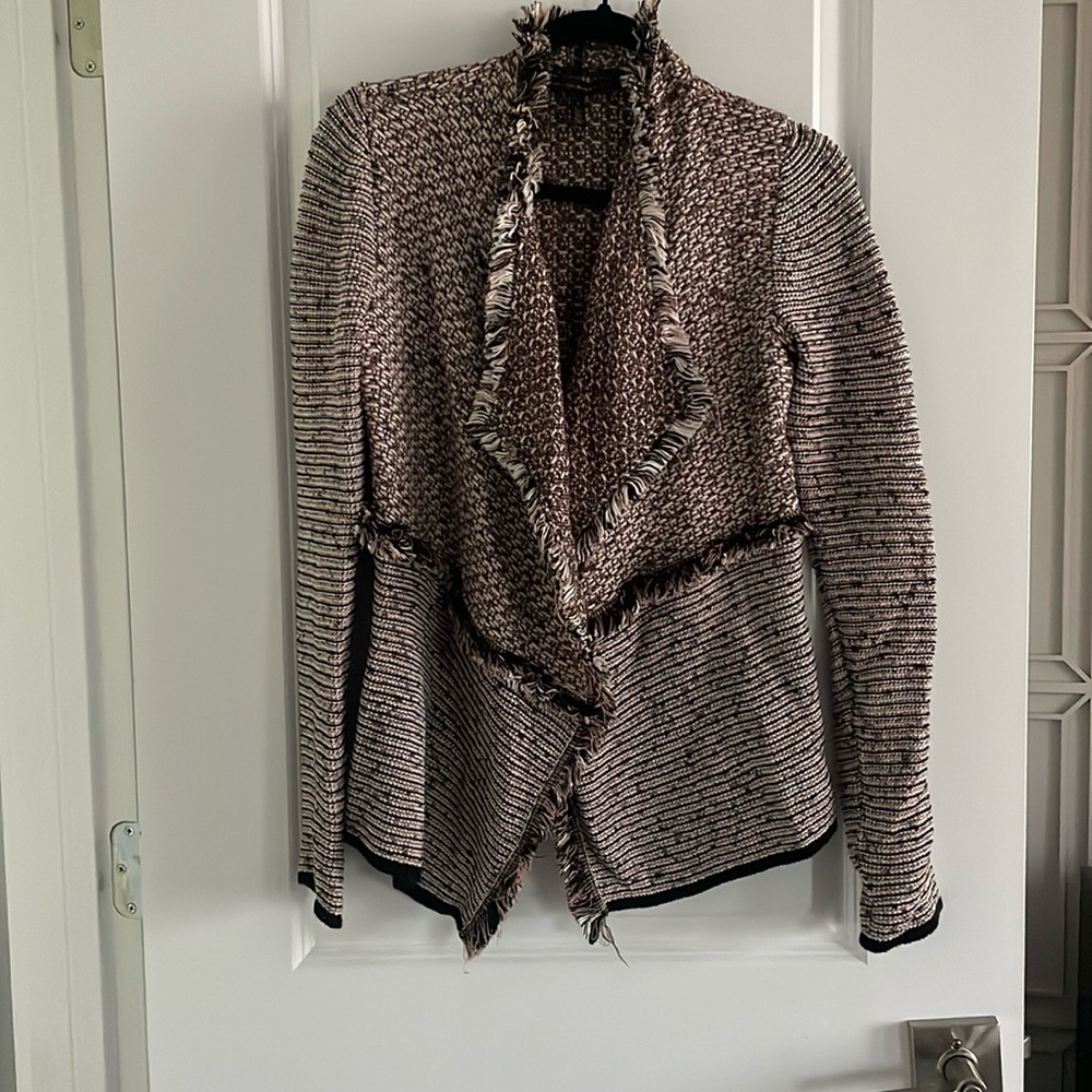 Size small from White House Black Market Black & Pink Cardigan, New Condition.